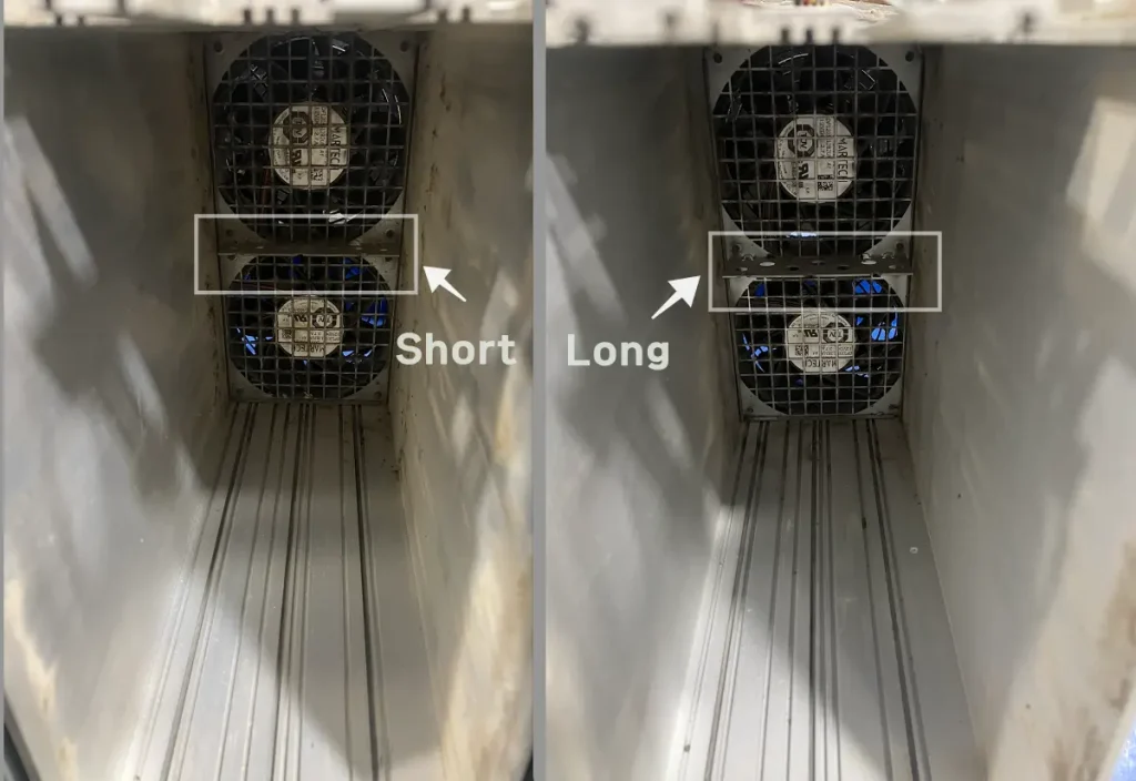 The Difference in Internal Support Brackets of antminer s19j pro